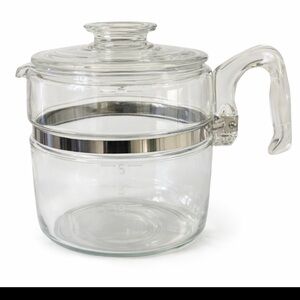 Vintage Pyrex Flameware Clear Glass Coffee Pot with Handle 9 Cups
